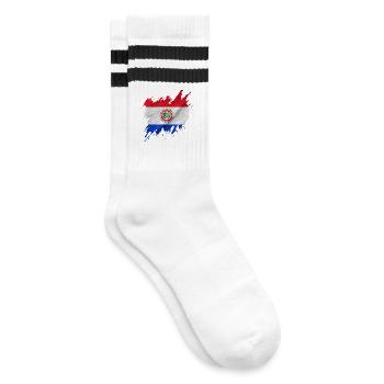 Paraguay-Flagge, Rissen-Stil - Gestreifte Tennissocken - Weiß/Schwarz - Rechts