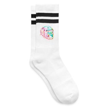 Néon Singe Portrait Couleur Explosion - Chaussettes de tennis - blanc/noir - Droite