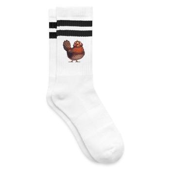 Fasane Fasan - Gestreifte Tennissocken - Weiß/Schwarz - Rechts