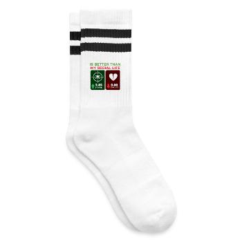 K/D-Verhältnis besser als mein soziales Leben Gamer-Gaming - Gestreifte Tennissocken - Weiß/Schwarz - Rechts