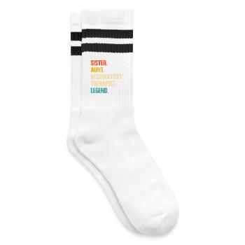 Sister Aunt Respiratory Therapist Legend - Striped tennis socks - white/black - Right
