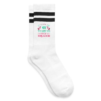 Es dauerte 48 Jahre um so gut auszusehen - Gestreifte Tennissocken - Weiß/Schwarz - Rechts