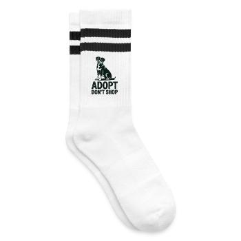 Animals Adopt Not Buy Rescue - Striped tennis socks - white/black - Right