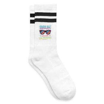 Bruh We Are Glowing Retro Sonnenbrille - Gestreifte Tennissocken - Weiß/Schwarz - Rechts