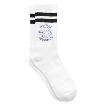 Monkey Business 3D - Affe Graffiti Urban Art - Gestreifte Tennissocken - Weiß/Schwarz - Rechts