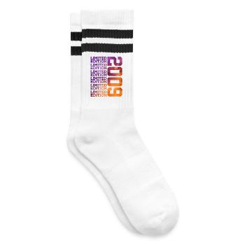 17 Jahre LIMITED EDITION 2009 17. Geburtstag - Gestreifte Tennissocken - Weiß/Schwarz - Rechts