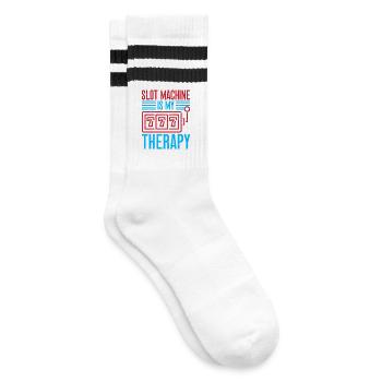 Gambling Fan Slot Machine Is My Therapy Casino - Gestreifte Tennissocken - Weiß/Schwarz - Rechts