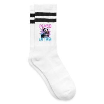 Funny Opossum - Striped tennis socks - white/black - Right