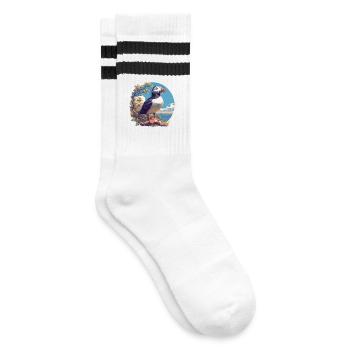Puffin Papageientaucher - Gestreifte Tennissocken - Weiß/Schwarz - Rechts