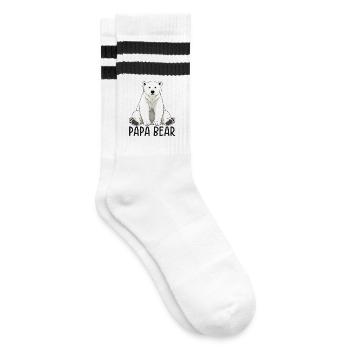 Papa Bear - Gestreifte Tennissocken - Weiß/Schwarz - Rechts
