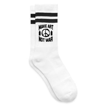 Make Art Not War – Friedens-Graffiti-Spraydose - Gestreifte Tennissocken - Weiß/Schwarz - Rechts