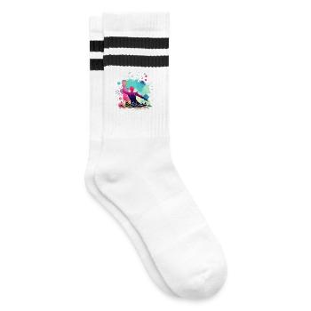 Water polo woman, water polo player, water polo sport - Striped tennis socks - white/black - Right