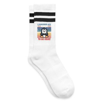 i paused my game to be here! - Gestreifte Tennissocken - Weiß/Schwarz - Rechts