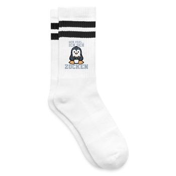 ich geh zocken - Gestreifte Tennissocken - Weiß/Schwarz - Rechts