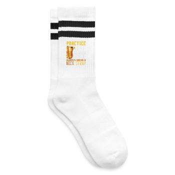 Halsband Tragen Lustiger Saxophonist Saxophonist - Gestreifte Tennissocken - Weiß/Schwarz - Rechts
