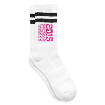 LIMITED EDITION 2015 11 YEARS PINK 11TH BIRTHDAY - Striped tennis socks - white/black - Right