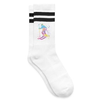 Alpine skiing Winter sports Nordic skiing - Striped tennis socks - white/black - Right