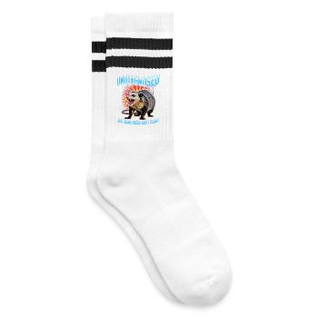 Funny Opossum - Striped tennis socks - white/black - Right