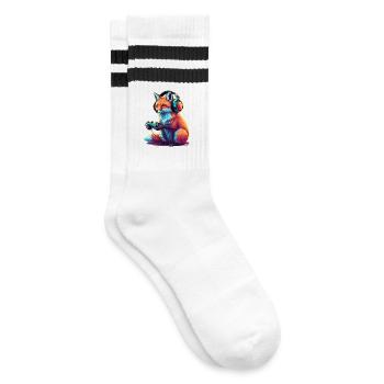 Jeux de Fox Jeux Vidéo Animaux Drôle de Renard - Chaussettes de tennis - blanc/noir - Droite