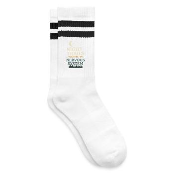 Neurodivergent introvert - Striped tennis socks - white/black - Right