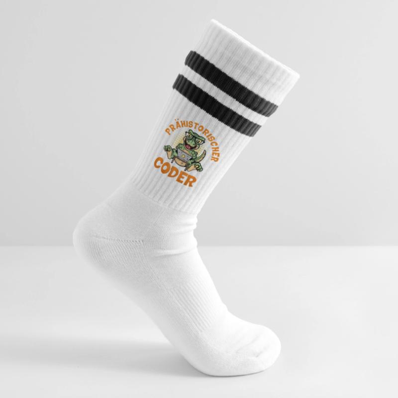 Coding PREHISTORIC CODER Fun Striped tennis socks