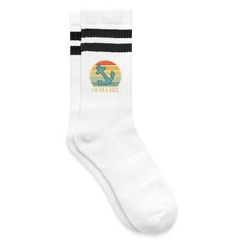 I'm On A Boat - Gestreifte Tennissocken - Weiß/Schwarz - Rechts