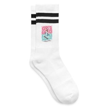 Girls Skate Grind Harder Spruch Design - Gestreifte Tennissocken - Weiß/Schwarz - Rechts