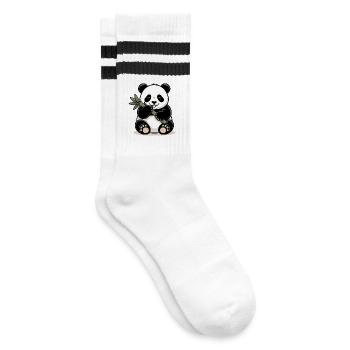 Panda with bamboo stick - Striped tennis socks - white/black - Right