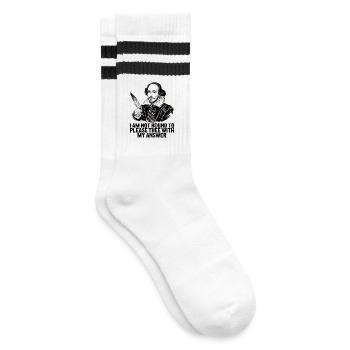 William Shakespeare, bitte dich mit meiner Antwort - Gestreifte Tennissocken - Weiß/Schwarz - Rechts