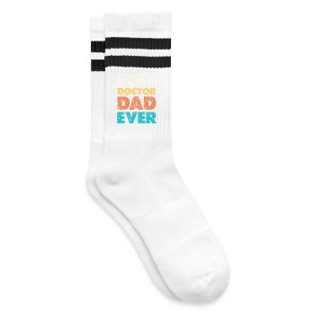 Best Doctor Dad Ever - Striped tennis socks - white/black - Right