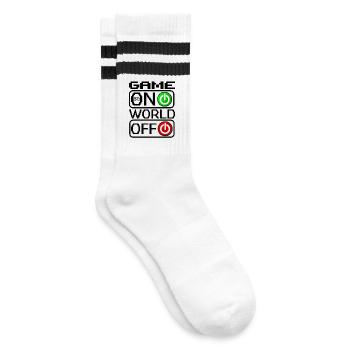 Jeu en marche et le monde en fin Citations amusantes de jeux vidéo - Chaussettes de tennis - blanc/noir - Droite
