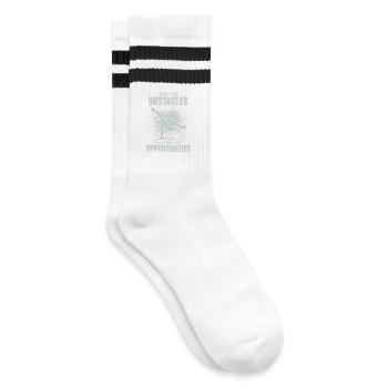 Parkour Ich sehe keine Hindernisse Ich sehe Chancen - Gestreifte Tennissocken - Weiß/Schwarz - Rechts
