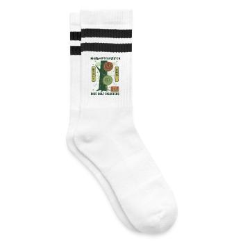 Disc-Golf-Katastrophen seit 1976 Lustiger Disc-Golfer - Gestreifte Tennissocken - Weiß/Schwarz - Rechts