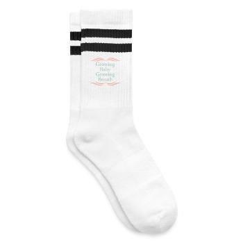 Vorgeburtliches Yoga Werdende Mutter - Gestreifte Tennissocken - Weiß/Schwarz - Rechts