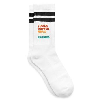 Truck Driver Hero Myth Legend - Gestreifte Tennissocken - Weiß/Schwarz - Rechts