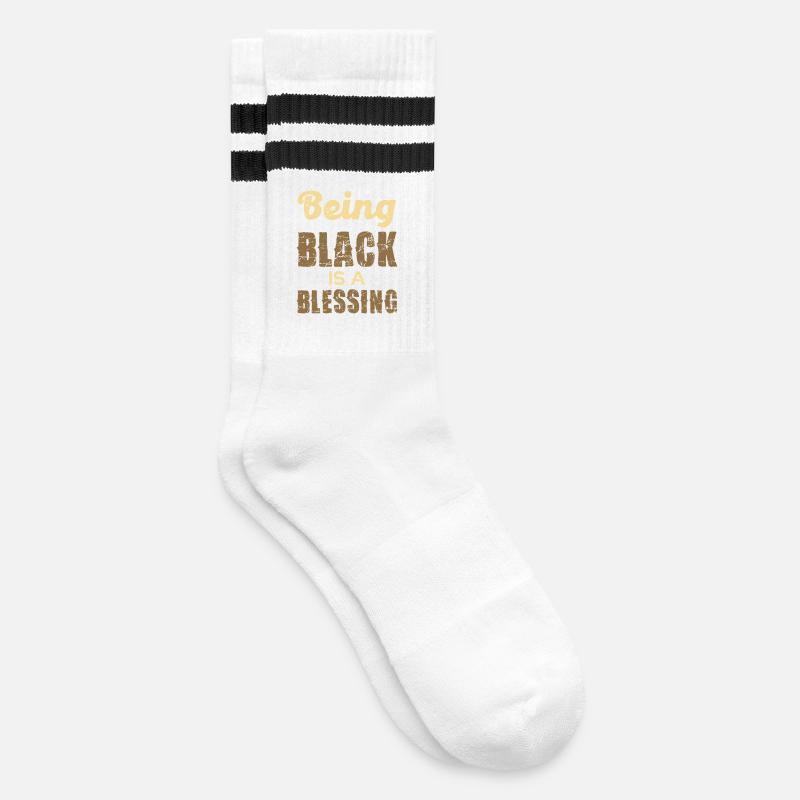 Being Black is a Blessing - Gestreifte Tennissocken - Weiß/Schwarz