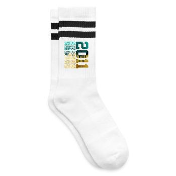 LIMITED EDITION 2011 15 YEARS 15TH BIRTHDAY - Striped tennis socks - white/black - Right