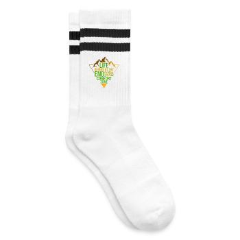 Bergsteigen Wandern - Gestreifte Tennissocken - Weiß/Schwarz - Rechts
