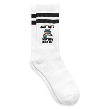 Lustige Buchhalter arbeiten ihr Vermögen ab - Gestreifte Tennissocken - Weiß/Schwarz - Rechts