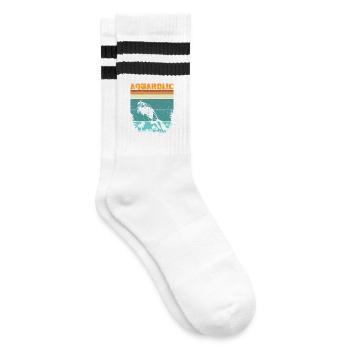 Retro Taucher Design Vintage Spruch - Gestreifte Tennissocken - Weiß/Schwarz - Rechts