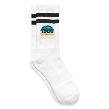 40th Birthday 40 Years 1986 Retro Vintage Gift - Striped tennis socks - white/black - Right
