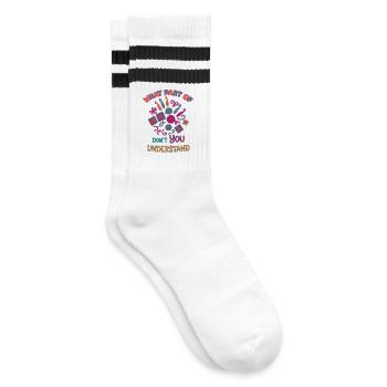 Lustiges Häkeln Was verstehst du nicht - Gestreifte Tennissocken - Weiß/Schwarz - Rechts