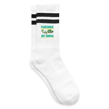 Plantaholic Plant Lover Gardener Gardening - Striped tennis socks - white/black - Right