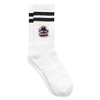 Cyber Samurai – Japan Krieger - Gestreifte Tennissocken - Weiß/Schwarz - Rechts