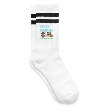 Father Daughter Gardening Garden - Striped tennis socks - white/black - Right