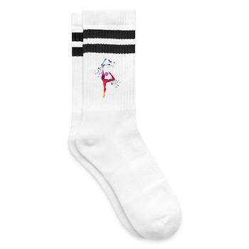 Gymnast With Clubs Rhythmic Gymnastics - Striped tennis socks - white/black - Right