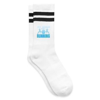 Running My Brain Is 80 % Running Marathon Runner - Striped tennis socks - white/black - Right