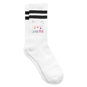 Current Mood Cute Cat Lover - Striped tennis socks - white/black - Right