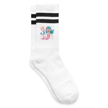 Mermaid 3rd Birthday 3 Years - Striped tennis socks - white/black - Right