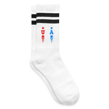 USA Star Monogram Vereinigte Staaten von Amerika - Gestreifte Tennissocken - Weiß/Schwarz - Rechts